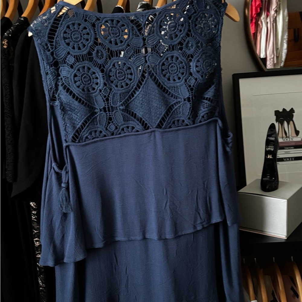 August Silk Blue Sleeveless Dress - Picture 2 of 3